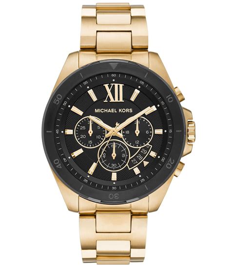 michael kors men's brecken gold tone stainless steel chronograph watch|Michael Kors gold mesh watch.